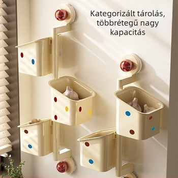 Fali szívófejes forgó tároló hagyma, gyömbér és fokhagyma számára