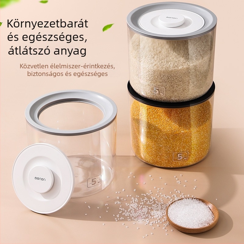 Zárt rizstároló – nedvesség- és rovarálló műanyag konyhai tároló, 5L+