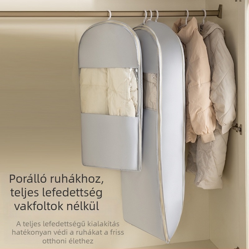Átlátszó ruhaprotis porvédő felakasztható gardróbhoz, kompressziós tároló táska pehelykabátokhoz