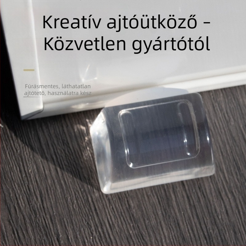 Átlátszó körkörös akril ajtóstopper, T-alakú, furatmentes telepítés