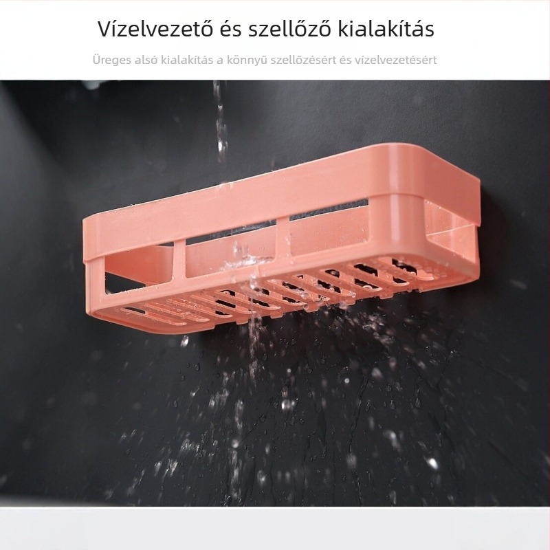 Konyhai falra szerelhető tároló fúrás nélkül, fűszertartó, mosogató alatti lefolyópolc és többfunkciós tároló doboz