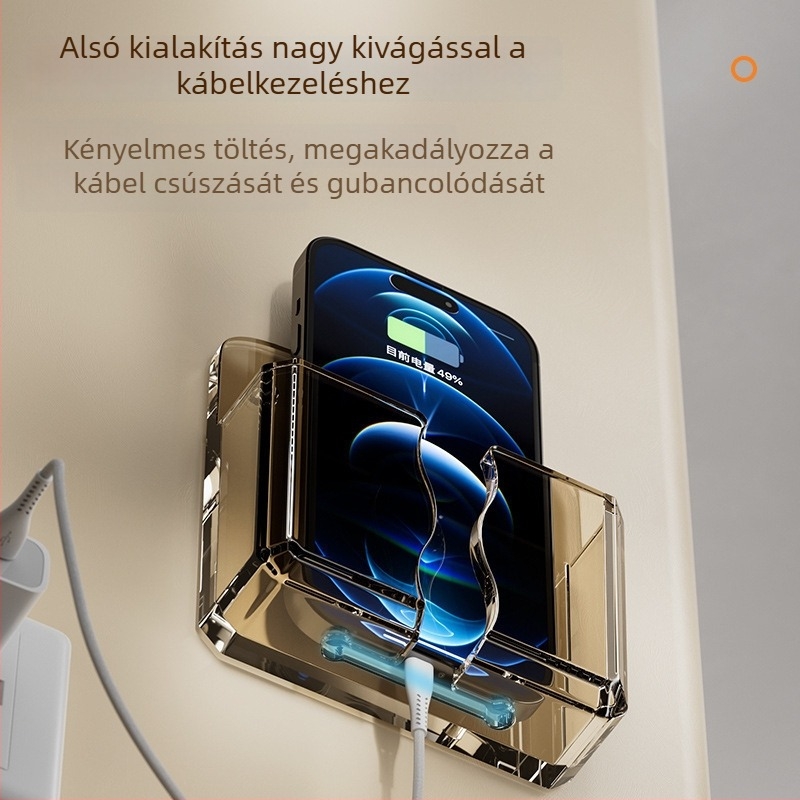 Telefon töltőállvány falra ragasztással, fúrás nélkül, az ágy mellett, többfunkciós tároló