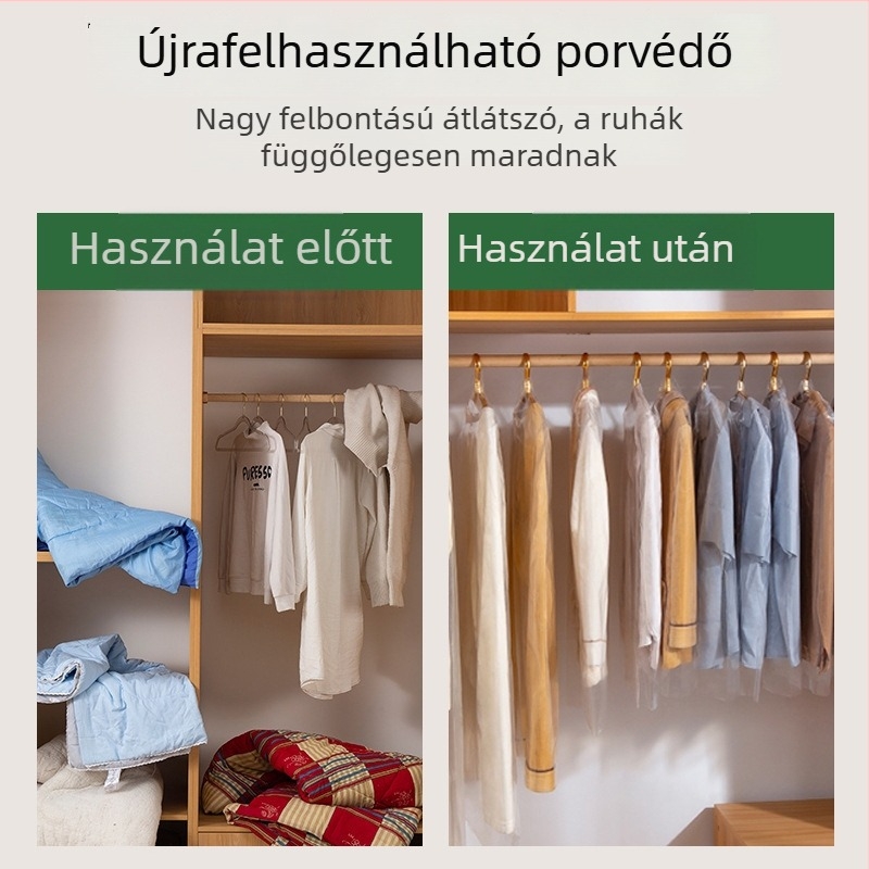 Áttetsző ruhazsák – függő tároláshoz, porvédő és otthoni ruhatárolás