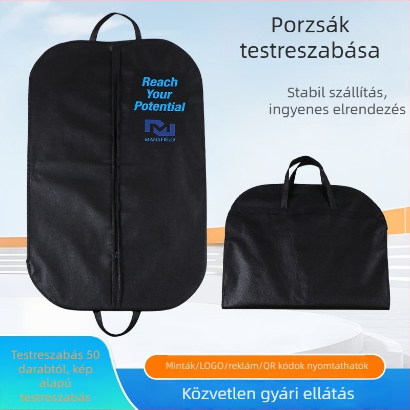 Nem szőtt textilből készült porvédő táska öltönyökhöz és kabátokhoz, ruhák otthoni tárolására, akasztóval
