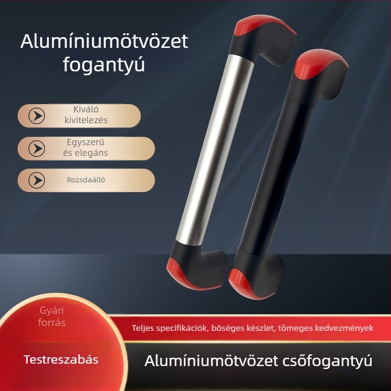 Fekete alumíniumötvözet cső alakú ajtókilincs Bakelit gombbal