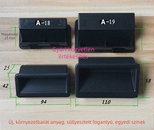 Fekete műanyag szekrényfogó, 100×50-es nyílású, beépített ABS fogantyú LS537