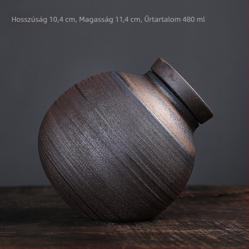 Aranyozott vintage kerámia teás tartó, kompakt méret, hordozható, hermetikusan zárható
