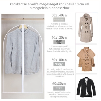 5 db átlátszó mosható ruhatartó táska függő ruhákhoz – por- és nedvességvédő védőburkolat kabátokhoz és öltönyökhöz