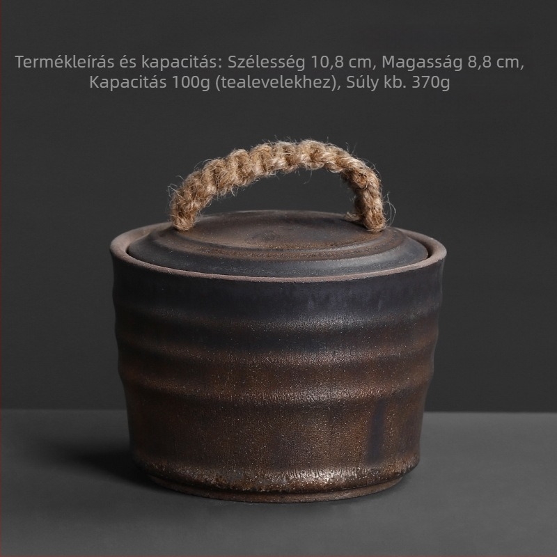 Aranyozott kerámia teásüveg széles nyílással, retro stílusú zárt tároló Pu'er teacake-hez