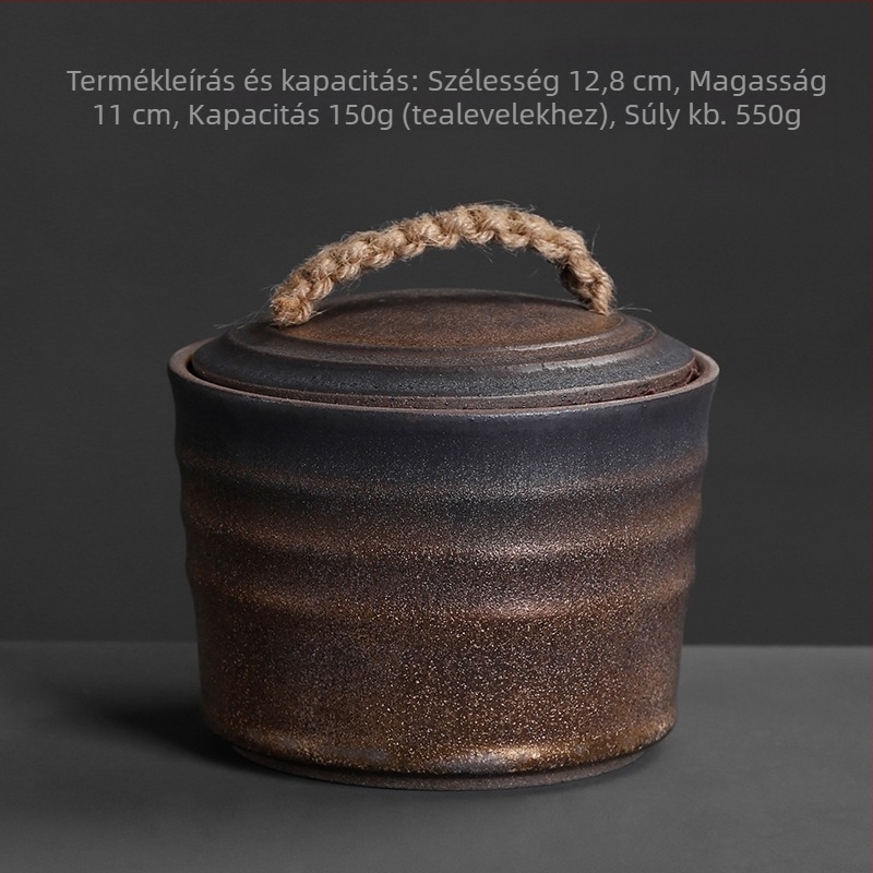 Aranyozott kerámia teásüveg széles nyílással, retro stílusú zárt tároló Pu'er teacake-hez
