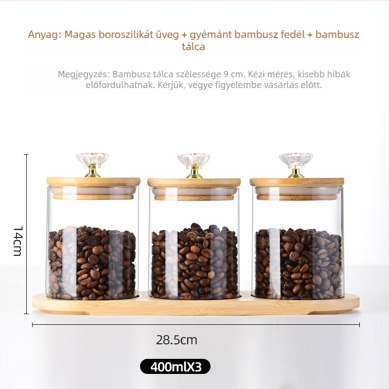 Átlátszó zárható üvegtárolóedény – kávébabok, tealevelek és édességek tárolására