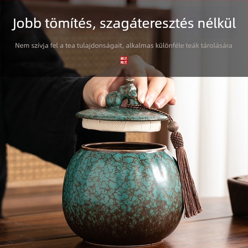 Égetett kerámia teásüveg zárt fedéllel, otthoni használatra, nedvességálló, retro stílusú, Pu'er privát tea