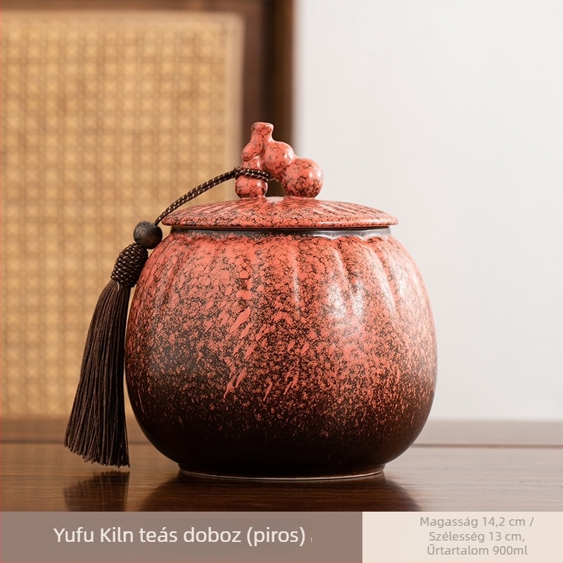 Égetett kerámia teásüveg zárt fedéllel, otthoni használatra, nedvességálló, retro stílusú, Pu'er privát tea