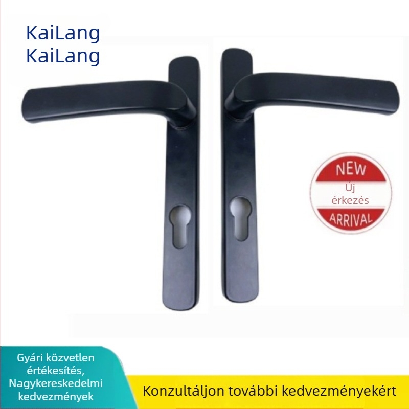 Fekete alumínium ajtókilincs zárhengerrel, modern minimalist dizájn