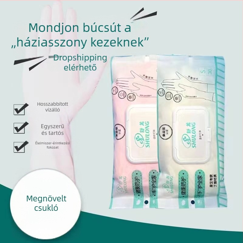 Eldobható mosogatós kesztyűk, hosszú, nitril, élelmiszer-minőségű, konyha és háztartás
