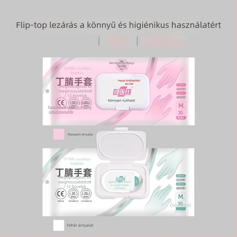 Eldobható mosogatós kesztyűk, hosszú, nitril, élelmiszer-minőségű, konyha és háztartás