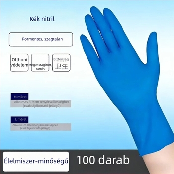 9 hüvelykes kék egyszer használatos nitril kesztyűk mosogatáshoz, vízálló, vastag és tartós, 100 darabos csomag a konyhába
