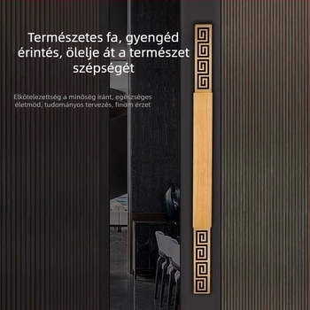Új kínai stílusú tömörfa ajtófogantyú üvegajtókhoz és csúszóajtókhoz, rozsdamentes acélból, egyedi gravírozott logóval