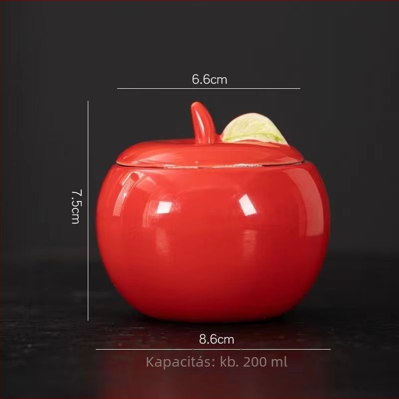 Kerámiából készült almás teás tároló, otthoni dekorációhoz, esküvői ajándék, ajándék, aromás gyertyák tartó, zárható tárolóedény, logónyomás lehetséges