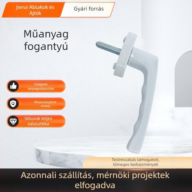 Műanyag ajtó- és ablakfogantyú bukó- és csúszóablakhoz, zárfogantyú lopás elleni