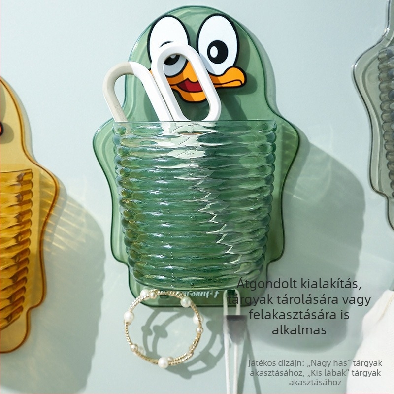 Falra szerelhető tárolókosár, fúrás nélküli telepítés, nappali, fürdőszoba és konyha számára, evőpálcika lecsöpögtető
