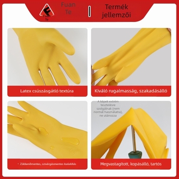 Személyre szabott latex háztartási kesztyűk, konyhai mosogatáshoz, vízállóak, hosszabbított hosszúságúak, csúszásmentesek, kopásállóak, megvastagítottak