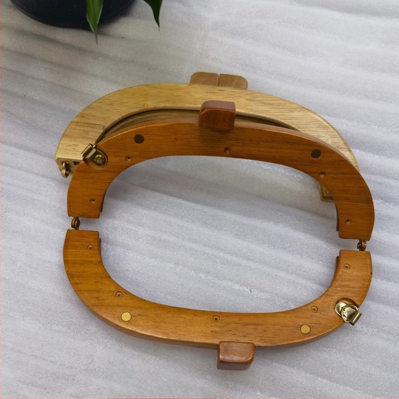 DIY táskákhoz: 20 cm-es fa keret és fa fogantyú