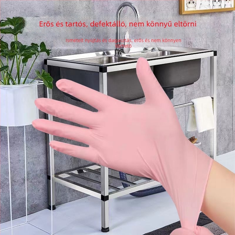 Egyszer használatos nitril kesztyűk, élelmiszer-minőségű, olajálló, nagy rugalmasságú, tartós, pormentes, konyhai vízálló mosogatáshoz