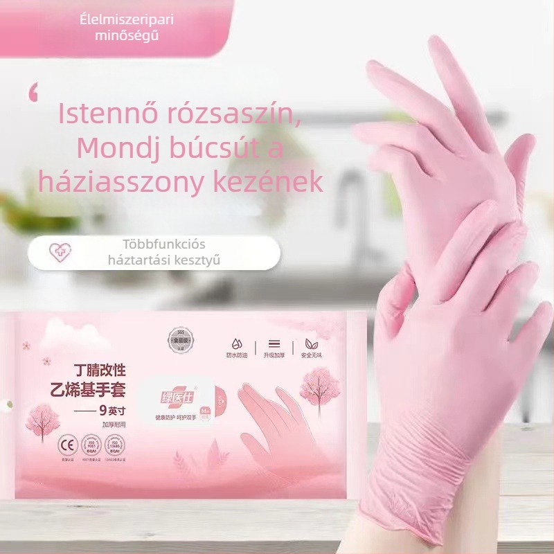 Egyszer használatos nitril kesztyűk, élelmiszer-minőségű, olajálló, nagy rugalmasságú, tartós, pormentes, konyhai vízálló mosogatáshoz