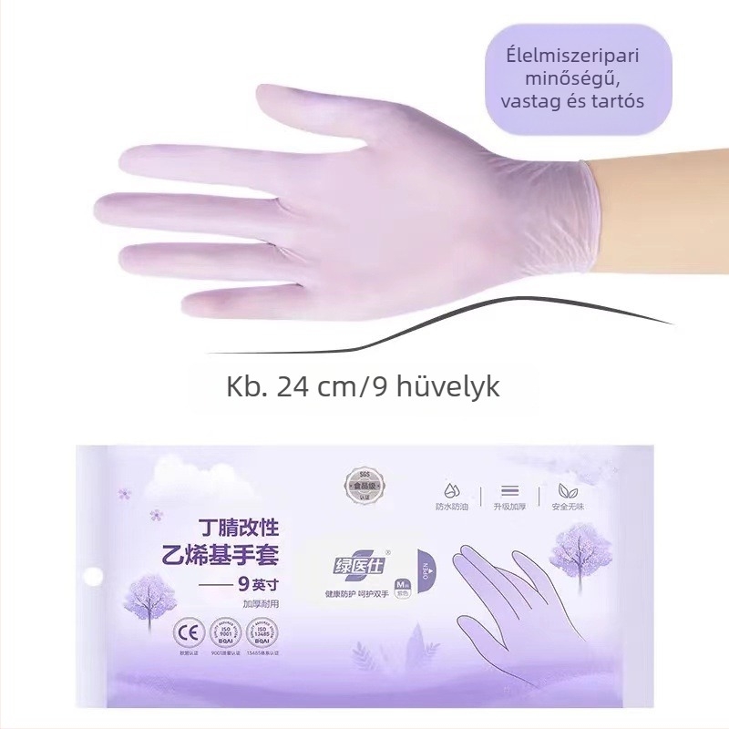 Egyszer használatos nitril kesztyűk, élelmiszer-minőségű, olajálló, nagy rugalmasságú, tartós, pormentes, konyhai vízálló mosogatáshoz