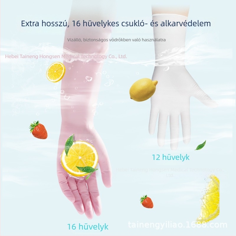 Titanfine hosszított mandzsettás nitril kesztyűk mosogatáshoz és háztartási tisztításhoz