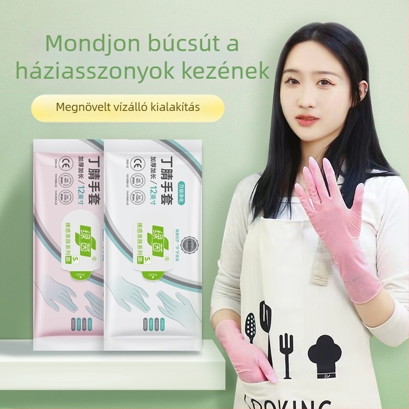 Élelmiszer-minőségű nitril kesztyűk, hosszított kialakítású konyhai mosogatáshoz, tartós egyszer használatos kesztyűk