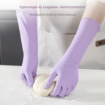 Egyszer használatos nitril kesztyűk háztartási mosogatáshoz, vízálló, vékony, olajálló, kopásálló, hosszú, 24 cm