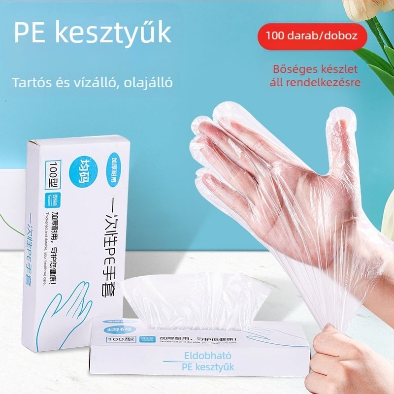 Egyszer használatos háztartási kesztyűk, extra vastagok, PE/TPE/PVC anyagból, tartós védő kesztyűk.