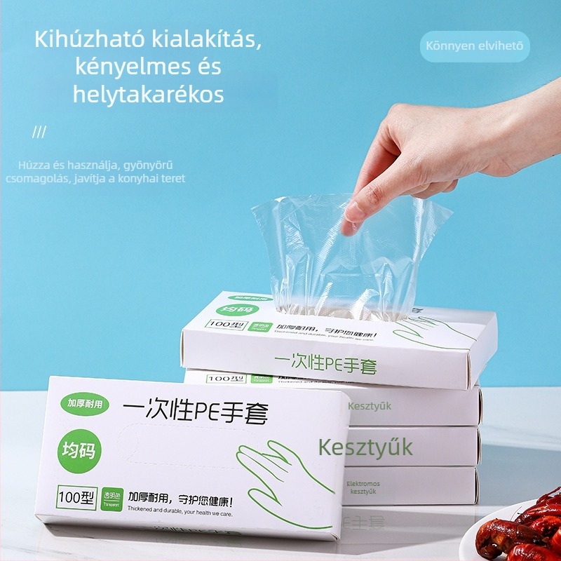Egyszer használatos háztartási kesztyűk, extra vastagok, PE/TPE/PVC anyagból, tartós védő kesztyűk.