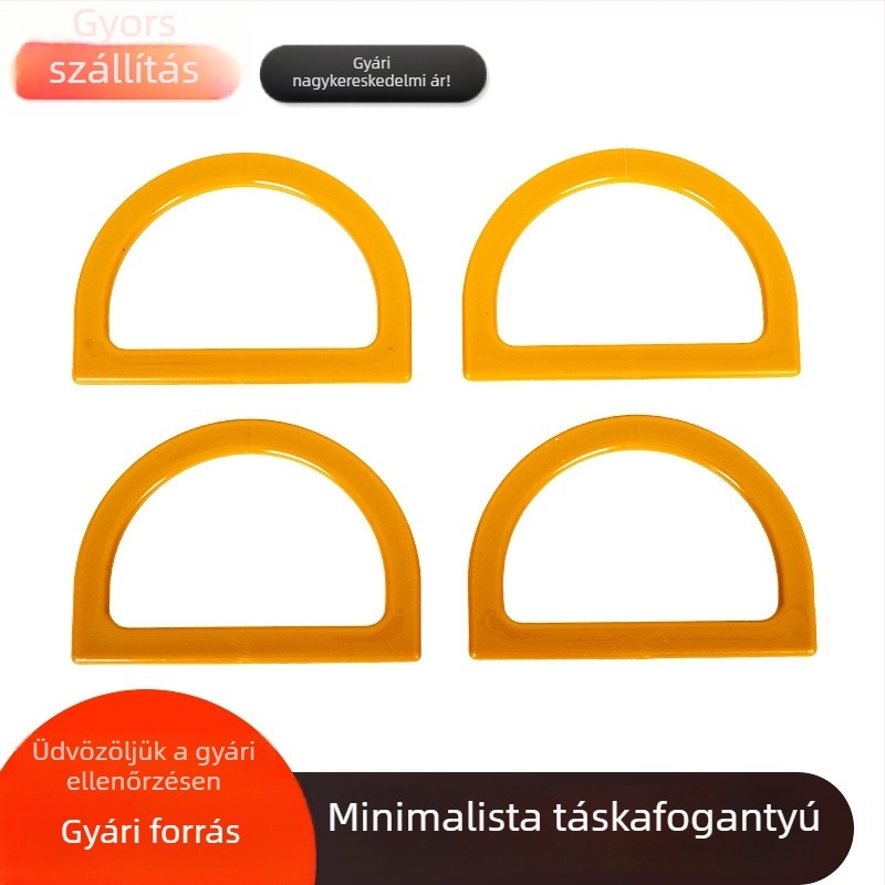 Tavaszi DIY táskafogó – műanyag D- alakú fogantyú, imitált fa hatású, félkör alakú gyantás fogantyú