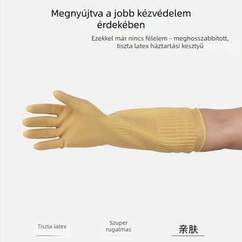 Camida hosszított latex kesztyűk konyhában és háztartásban, mosogatáshoz és ruhák mosásához, vízálló, természetes latex, vastagított