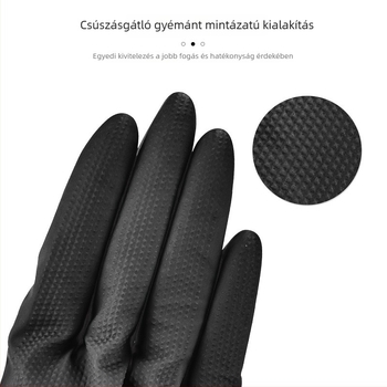 Fekete nitril kesztyűk, 8 mil vastagságú, gyémánt mintázat, háztartási és ipari karbantartáshoz