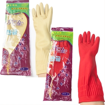 Fiber Gold latex kesztyűk mosogatáshoz, 38 cm hosszú, piros-fehér, tartós, 115 g