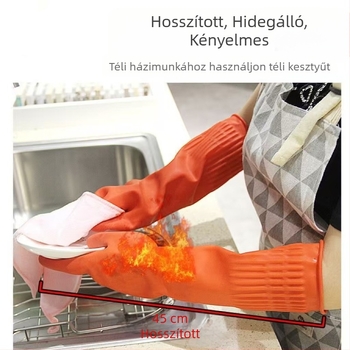 Eternal latex kesztyű flockált béléssel, mosogatáshoz, modell ZR-45, téli