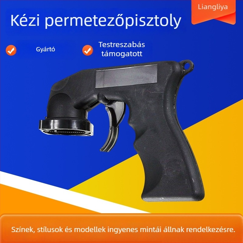 Munkát megkönnyítő spray-kanna fúvóka és nyomógombos pisztoly fogó
