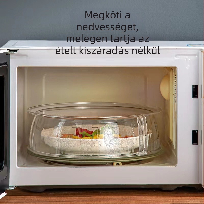 Mikrohullámú sütő fröccsenés elleni fedél, hőálló tálfedő, élelmiszer-minőségű műanyagból készült melegítőfedél, többfunkciós