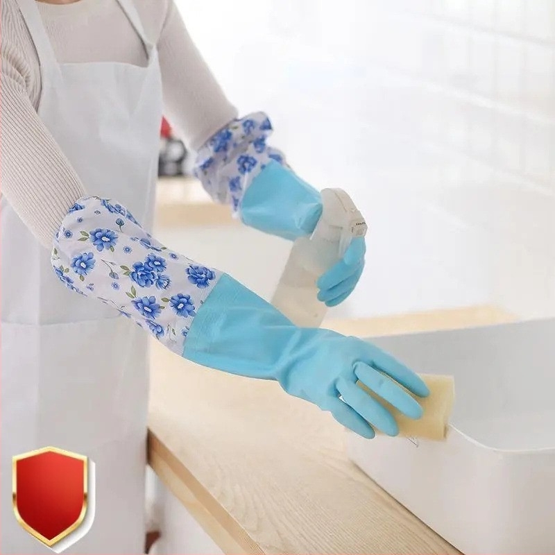 Vízálló háztartási kesztyű fleece-betéttel, hosszú és vastag téli mosogatáshoz