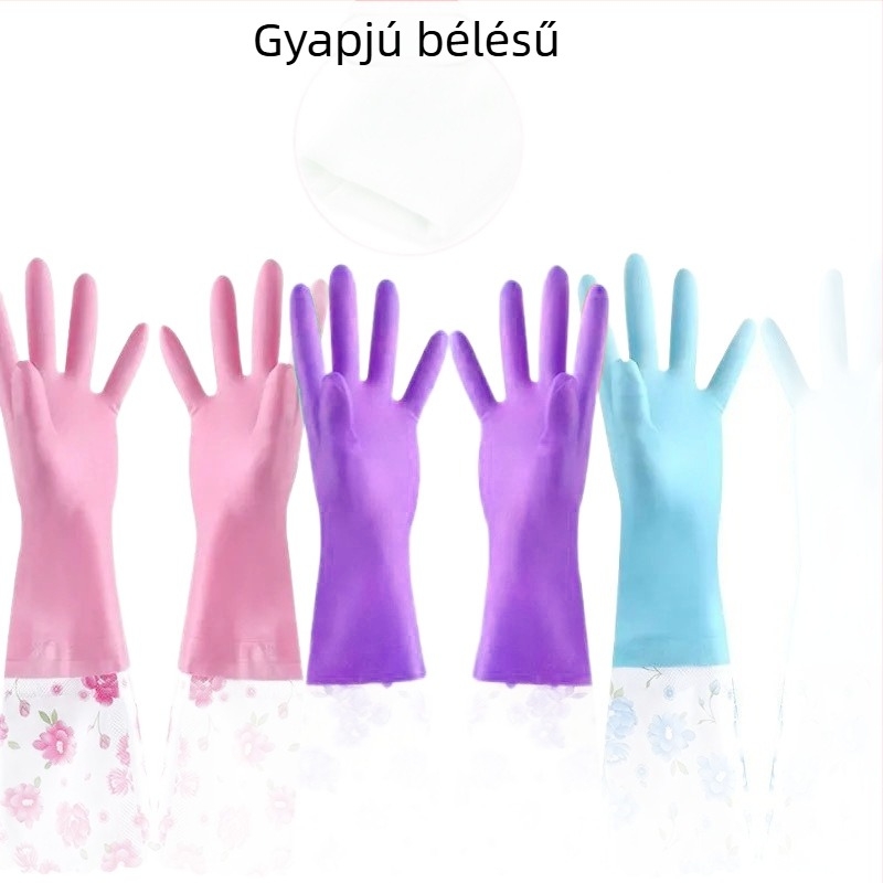Vízálló háztartási kesztyű fleece-betéttel, hosszú és vastag téli mosogatáshoz