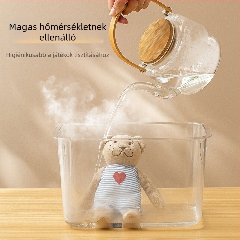 Átlátszó, többfunkciós háztartási tároló fedéllel, vastagított műanyagból készült rendező játékokhoz és nassolnivalókhoz