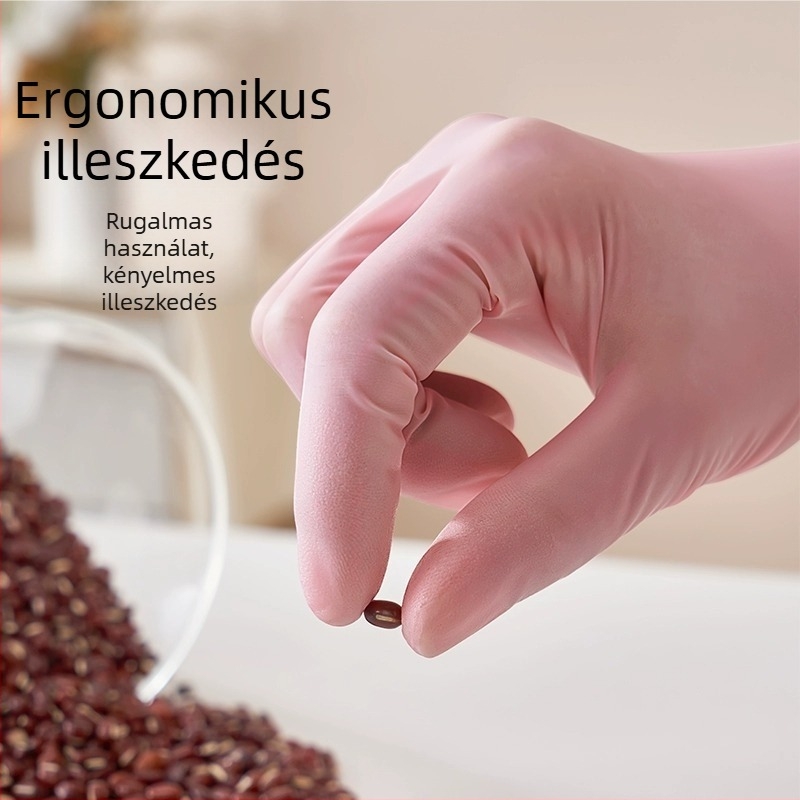 Liangdi Egyszer használatos nitril kesztyűk, természetes érzet, háztartási konyhai tisztítás, vízálló, mosogatáshoz, hosszított