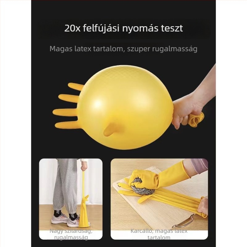 Latex kesztyű marháin eredetű ínnal, háztartási tisztításhoz és védelemhez, nem egyszer használatos, vastagabb és hosszabbított kivitel