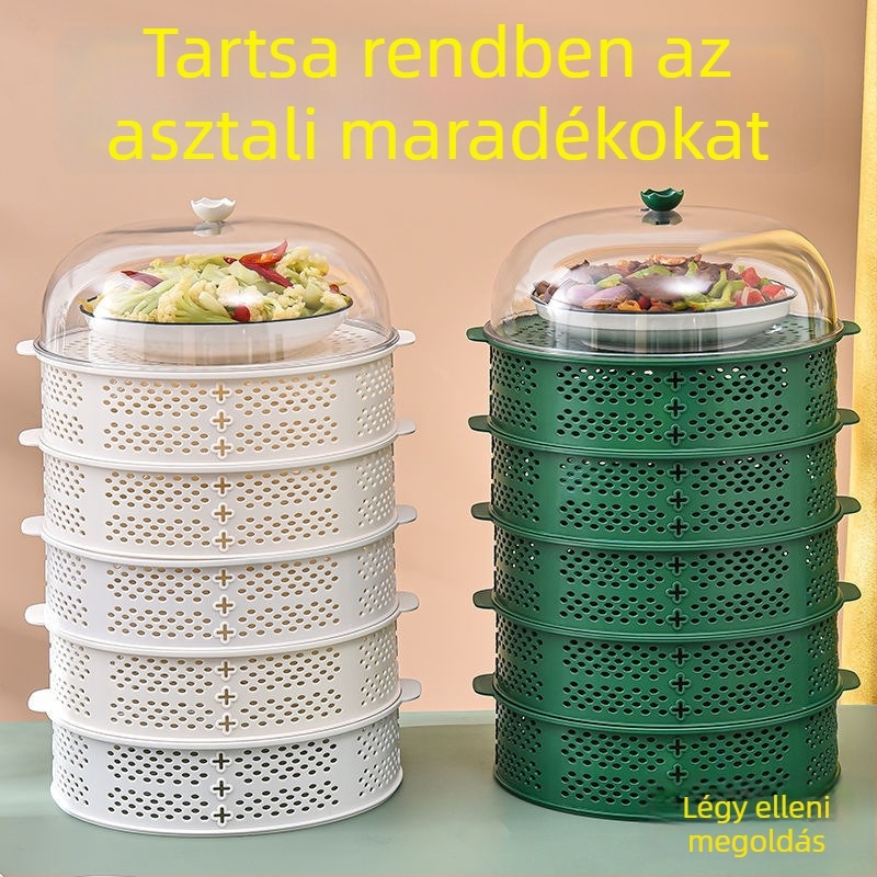 Több rétegű üreges zöldségfedél fedéllel, maradékokhoz, nyári legyek és rovarok elleni védelem, otthoni használatra.