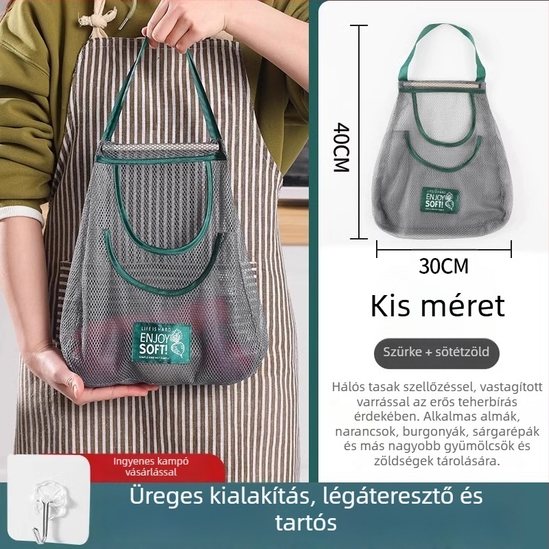 Fali tároló zsák hagyma, gyömbér és fokhagyma számára
