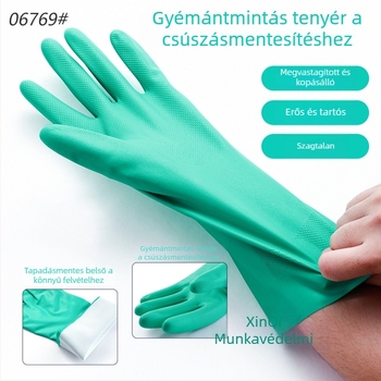 Nitril kesztyűk, vastított és hosszított, élelmiszer-minőségű, konyhai és háztartási használatra, többfunkciós, kopásálló és olajálló